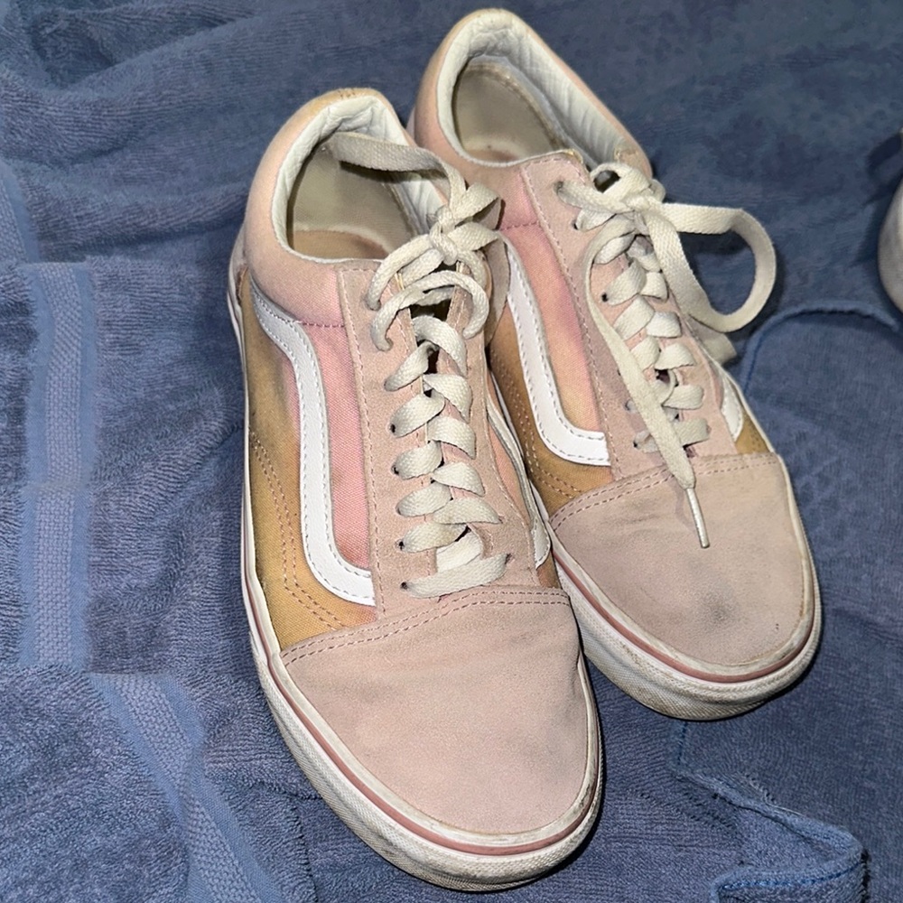 Vans Pink and Tan Old Skool Sneakers